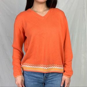 vuarnet small orange geometric trim sweater